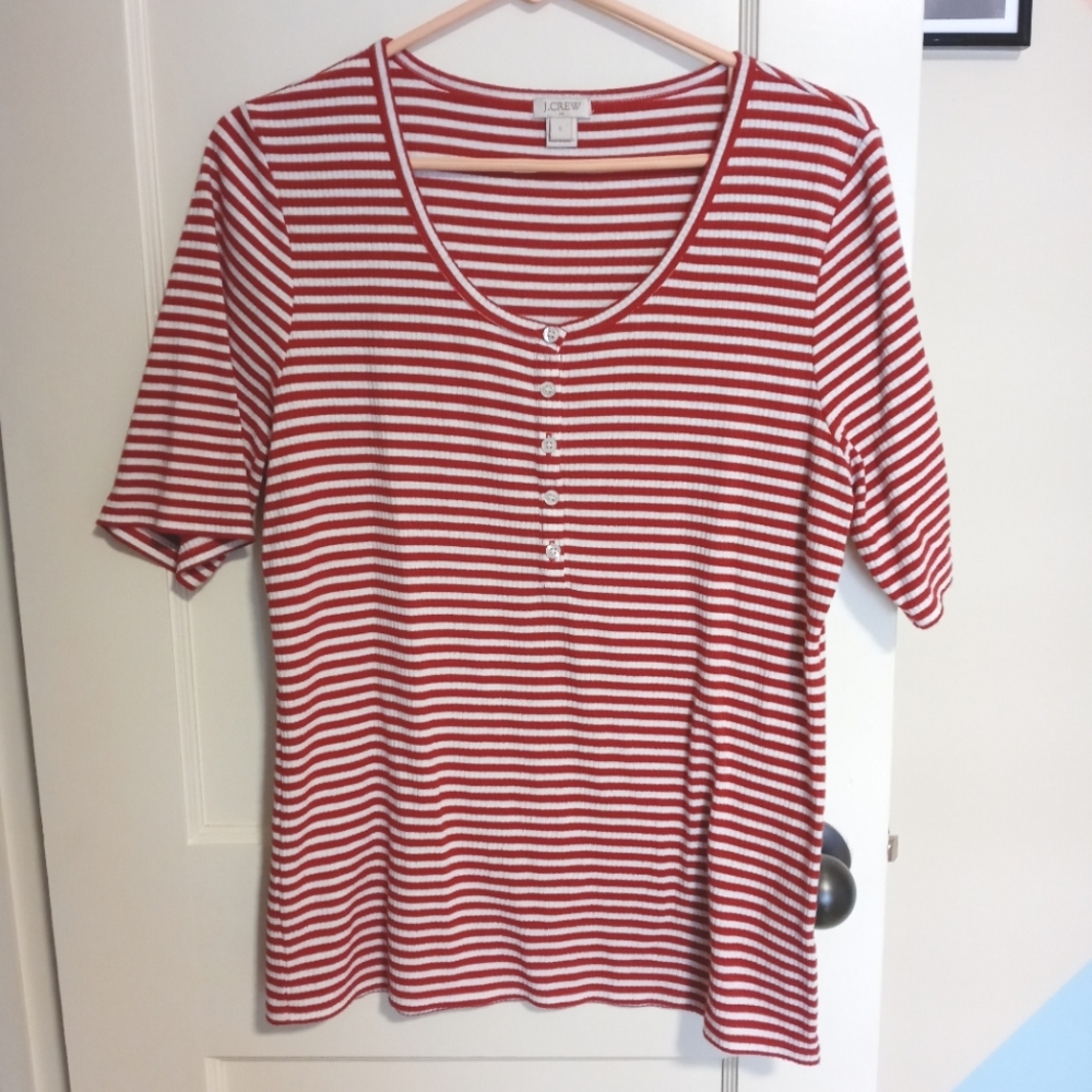 J.crew Red Striped Button Shirt